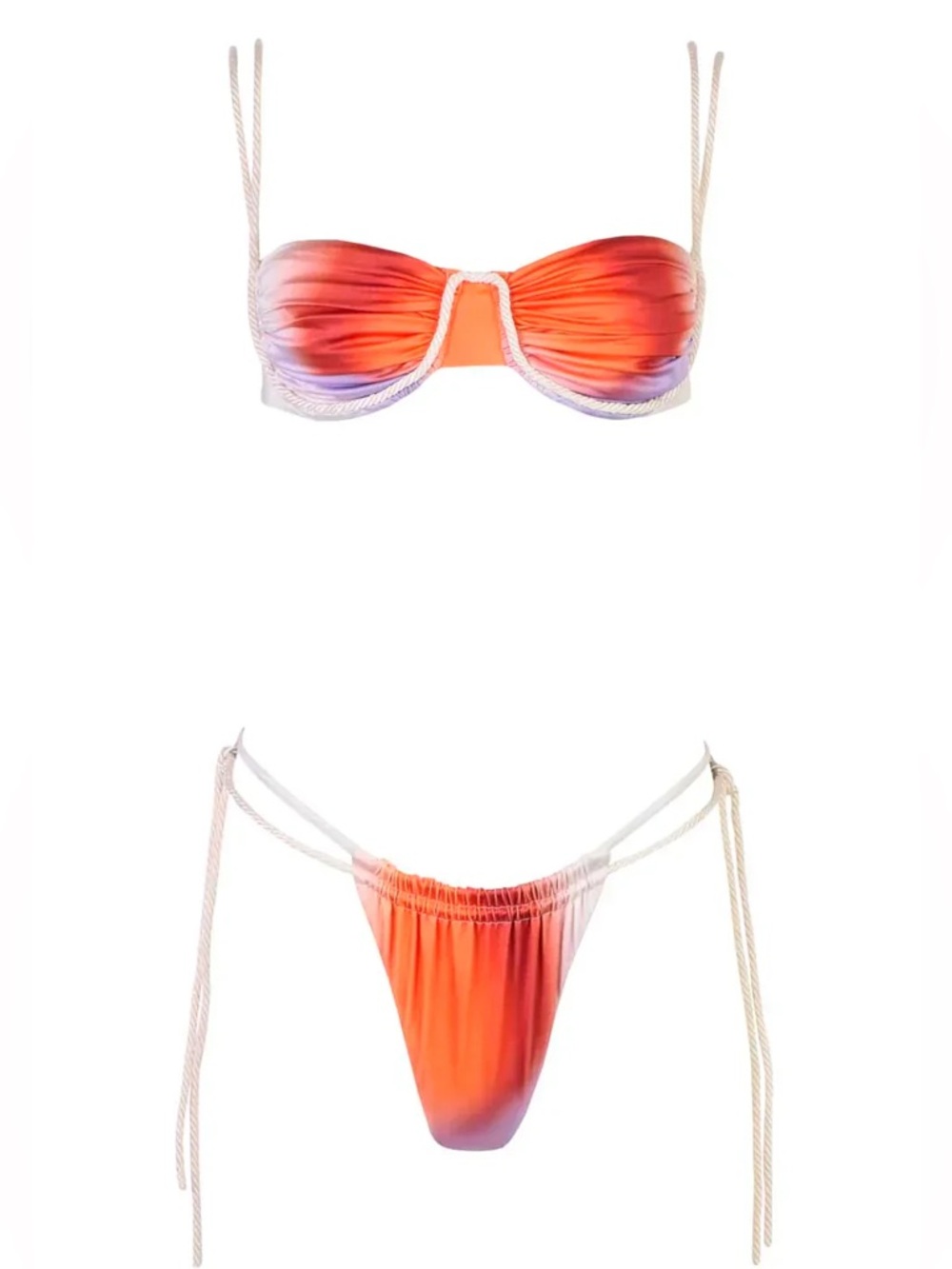 Baobab Collection Orange to Purple Ombre Rope-Trim Bikini - Picture 7 of 7